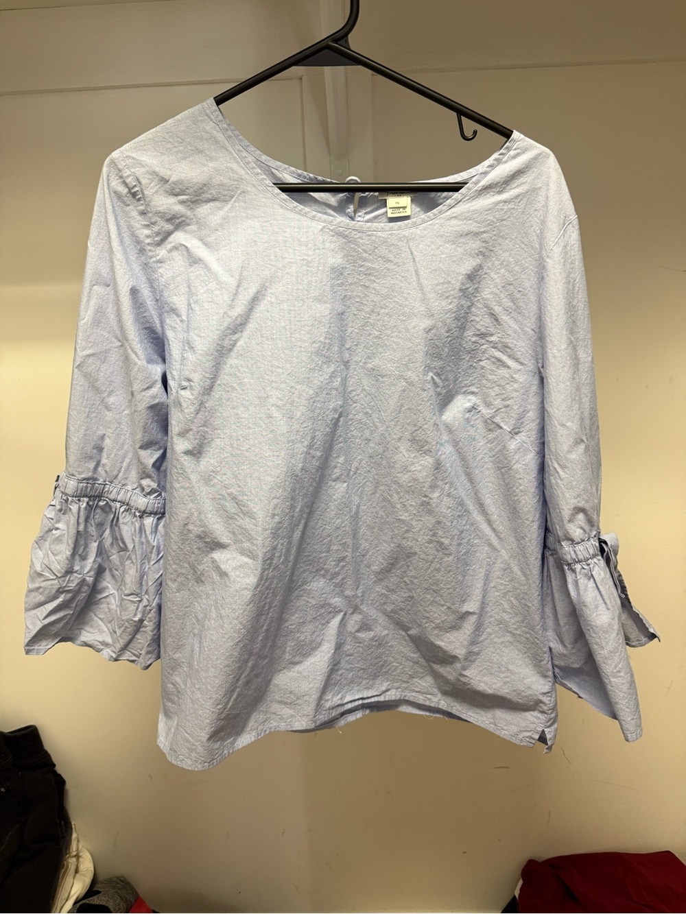 J Crew Light Blue Women's Ruffle Sleeve Top